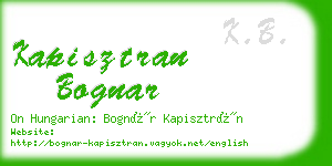 kapisztran bognar business card